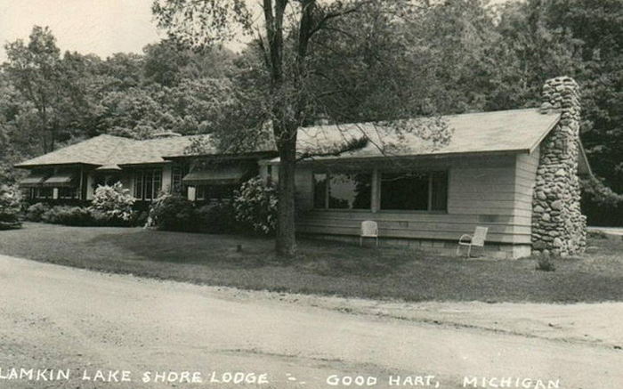 Lamkin Lake Shore Lodge - Old Postcard (newer photo)